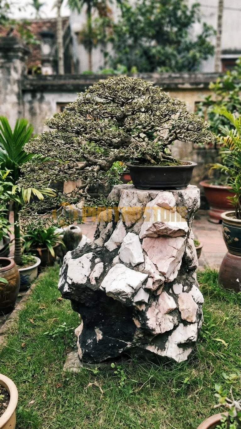 Đôn Kê Chậu Cây Đá Da Báo Bonsai Si Đài Loan Mini – Dài 20cm, Rộng 20cm, Cao 15cm