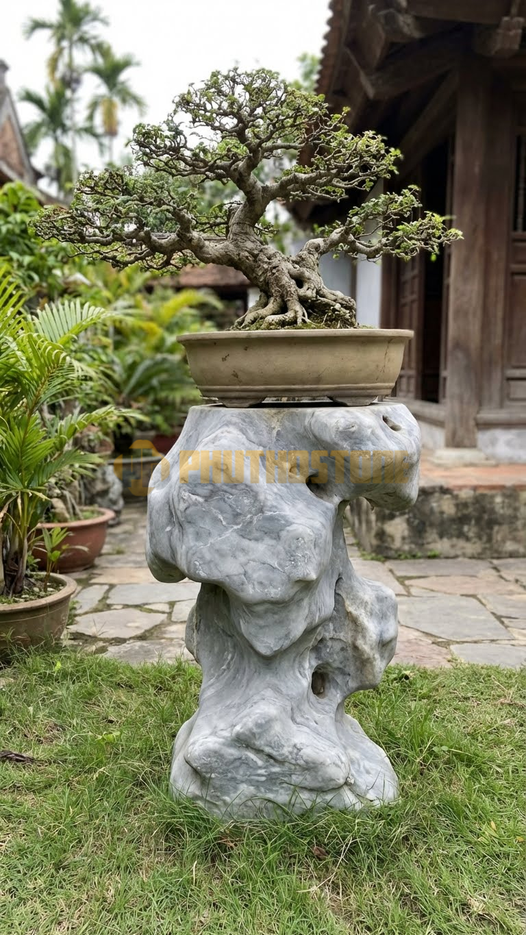 Đôn Đá Kê Cây Đá Xám Vân Mây