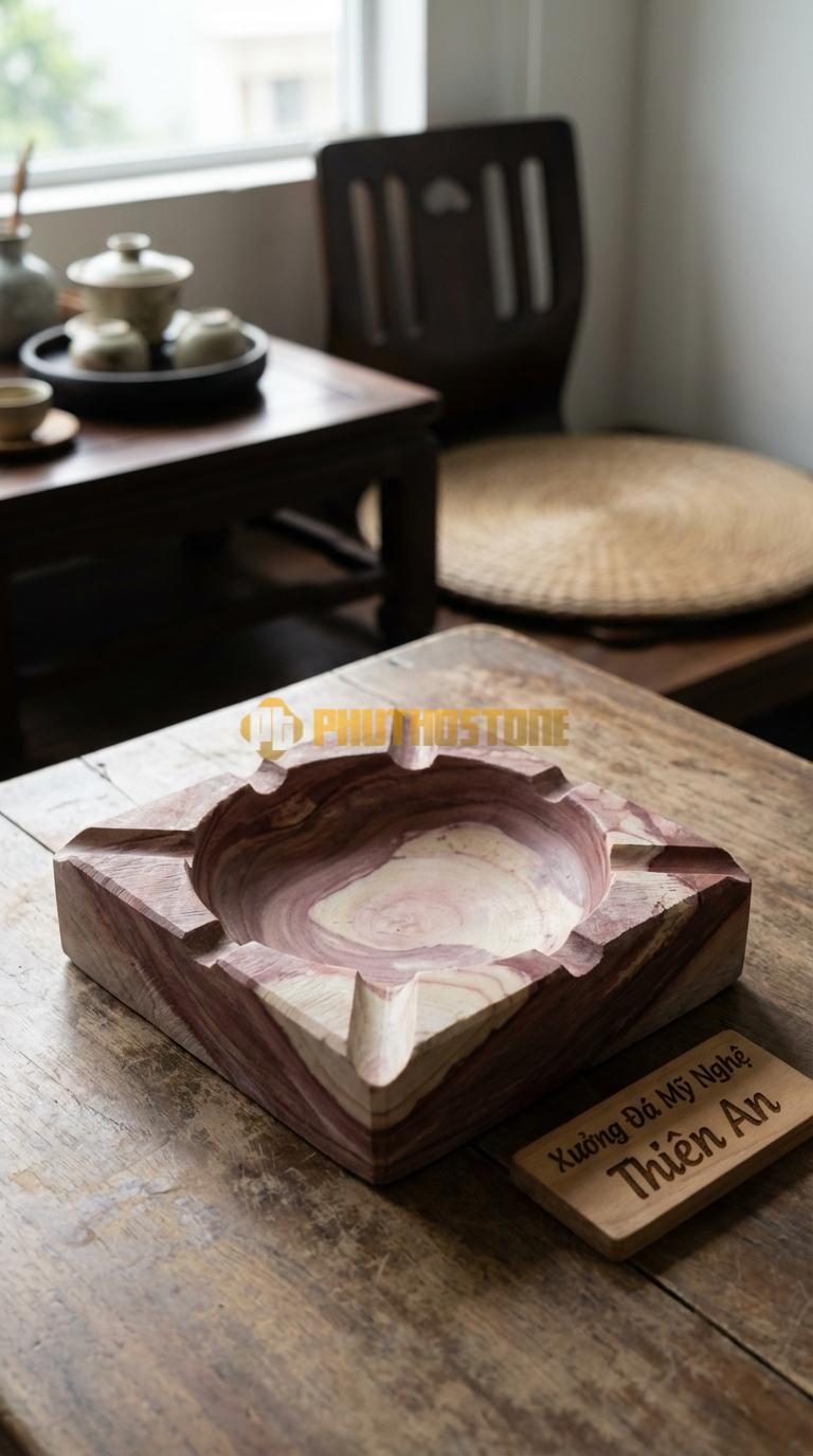 Gạt Tàn Bằng Đá Cigar 4 Rãnh