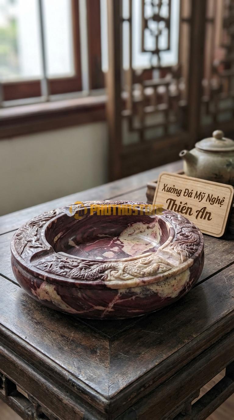 Gạt Tàn Bằng Đá Khắc Rồng