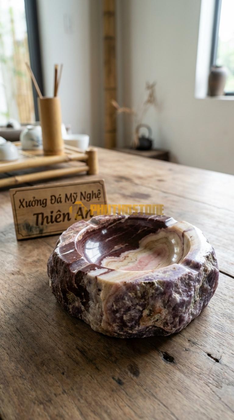 Gạt Tàn Bằng Đá Vỏ Đá Thô
