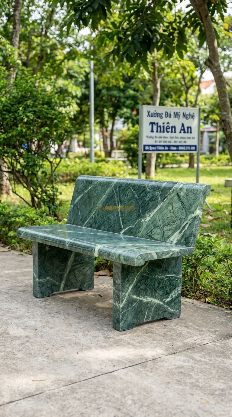 Ghế Băng Bo Góc Tròn, Chất Liệu đá Xanh Ấn, Kiểu Dáng 4 Góc Được Bo Tròn Mềm Mại, Bề Mặt đá nh Bóng Mờ 110Cm x 40Cm x 45Cm. 110Cm x 40Cm x 45Cm