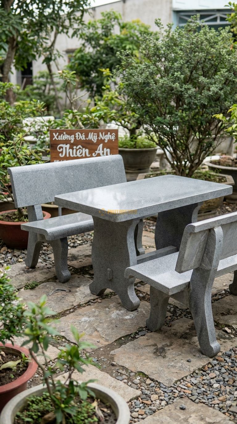 Ghế đá Công Viên (Luxury), Chất Liệu đá Granite, Kiểu Dáng Kiểu Dáng Ghế Công Viên Kinh Điển Nhưng Làm Từ đá Marble/Granite Nguyên Khối Mài Bóng. Dài: 120 Cm x Rộng: 50 Cm. Dài: 120 Cm x Rộng: 50 Cm.
