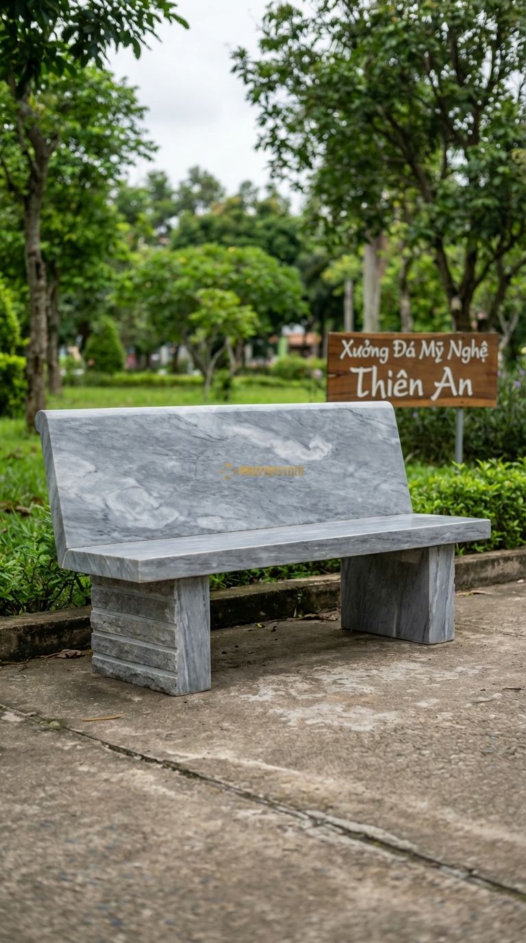 Ghế đá Trầm Tích, Chất Liệu đá Xám Vân Mây, Kiểu Dáng giữ Nguyên Các Lớp Vân đá Xếp Chồng Lên Nhau Ở Mặt Hông 170Cm x 55Cm x 50Cm. 170Cm x 55Cm x 50Cm