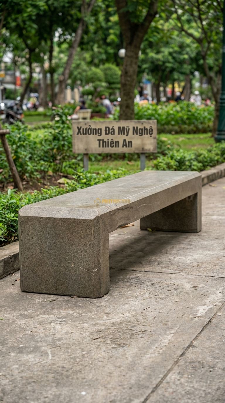 Ghế Dài Nguyên Khối Vát Cạnh, Chất Liệu đá Granite, Kiểu Dáng cắt Vát Mạnh Mẽ, Hiện Đại Từ Một Khối đá Lớn 220Cm x 50Cm x 45Cm. 220Cm x 50Cm x 45Cm