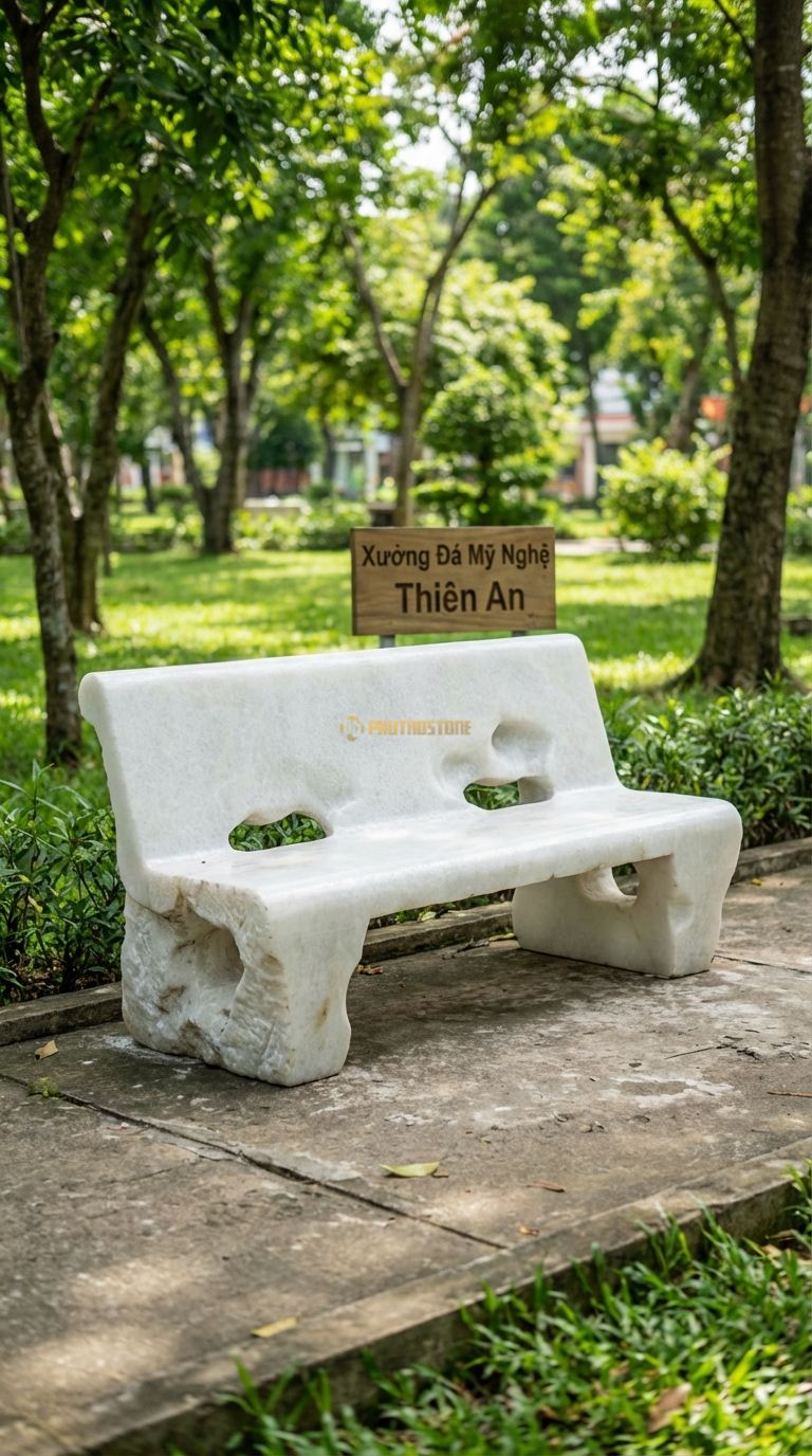Ghế Phiến đá Lũa, Chất Liệu đá Trắng Muối, Kiểu Dáng có Các Hốc đá Tự Nhiên, Hình Dáng Hang Hốc Nghệ Thuật 200Cm x 70Cm x 50Cm. 200Cm x 70Cm x 50Cm