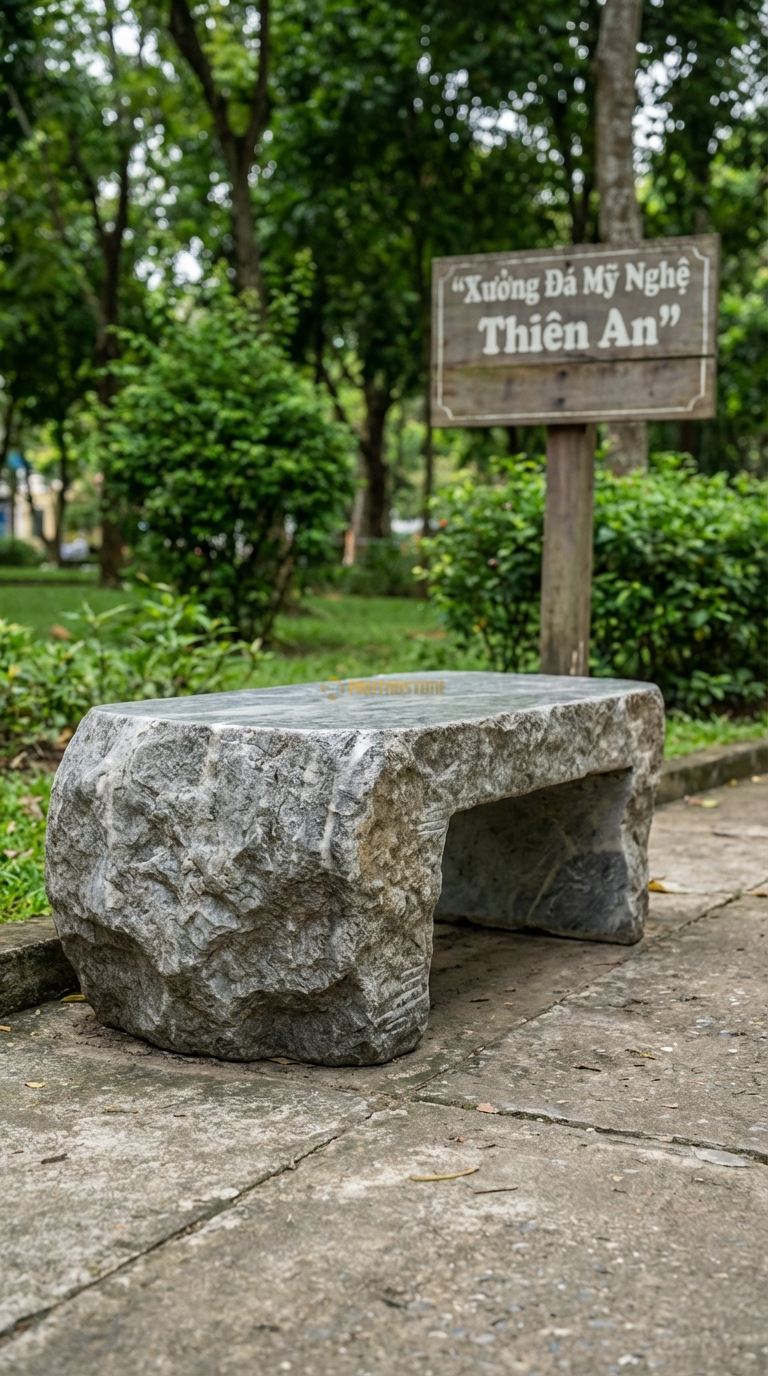 Ghế Tảng Bẹt, Chất Liệu đá Cẩm Thạch Xám, Kiểu Dáng tảng đá Dẹt Tự Nhiên, Chỉ Mài Phẳng Mặt Trên 130Cm x 80Cm x 40Cm. 130Cm x 80Cm x 40Cm