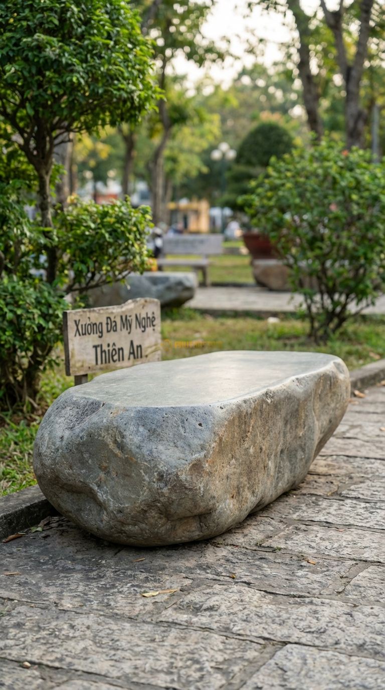 Ghế Tảng Bẹt, Chất Liệu đá Cuội, Kiểu Dáng tảng đá Dẹt Tự Nhiên, Chỉ Mài Phẳng Mặt Trên 130Cm x 80Cm x 40Cm. 130Cm x 80Cm x 40Cm