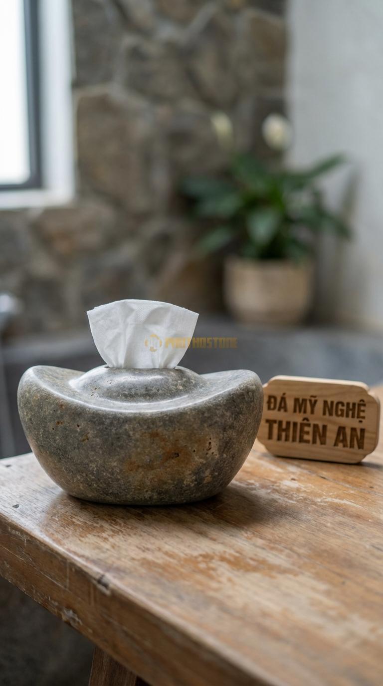 Hộp Giấy Đá Cuội Dáng Thỏi Vàng Tạo Hình Giống Thỏi Vàng Kim Nguyên Bảo (Tài Lộc) 25cm x 14cm x 12cm