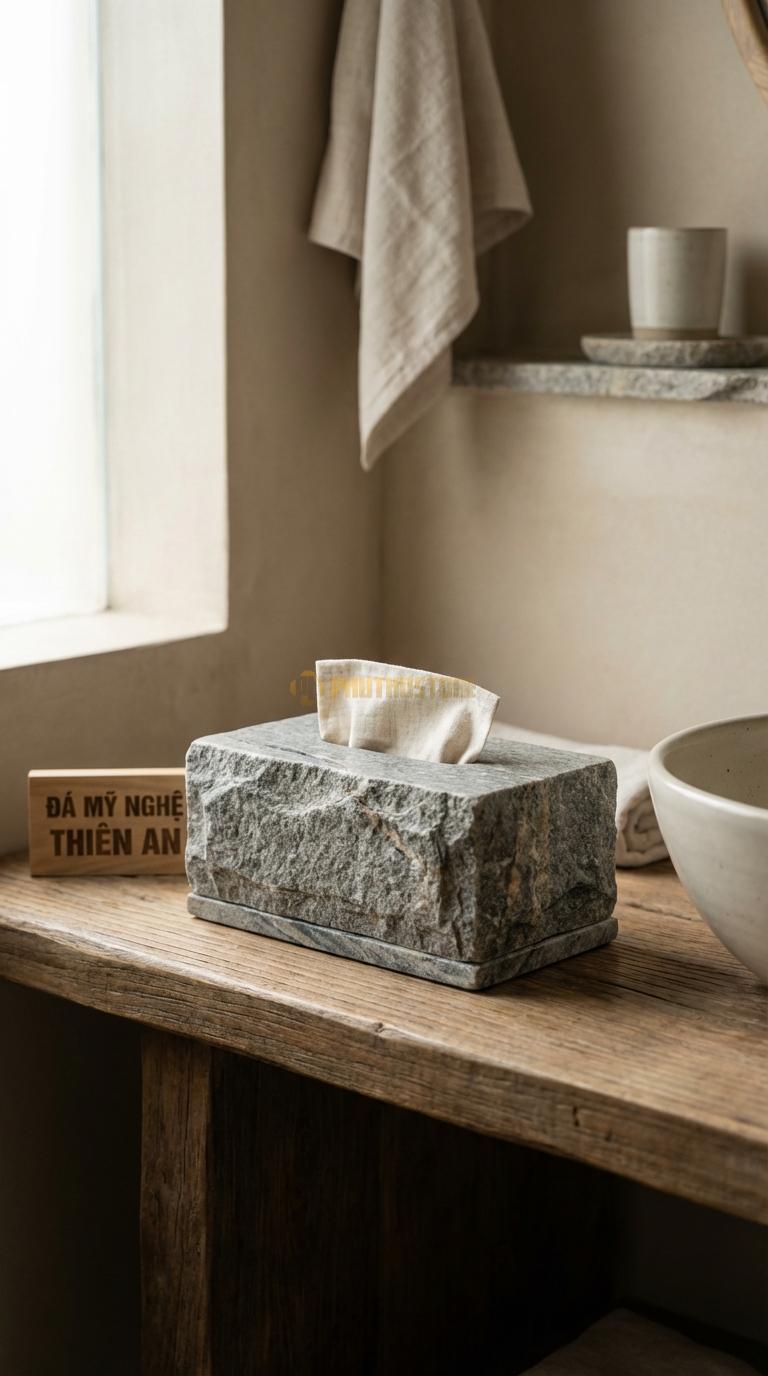 Hộp Giấy Đá Granite Nắp Trượt Thiết Kế Rãnh Trượt Cho Nắp Đáy (Thay Giấy Dễ Dàng) 24cm x 13cm x 11cm