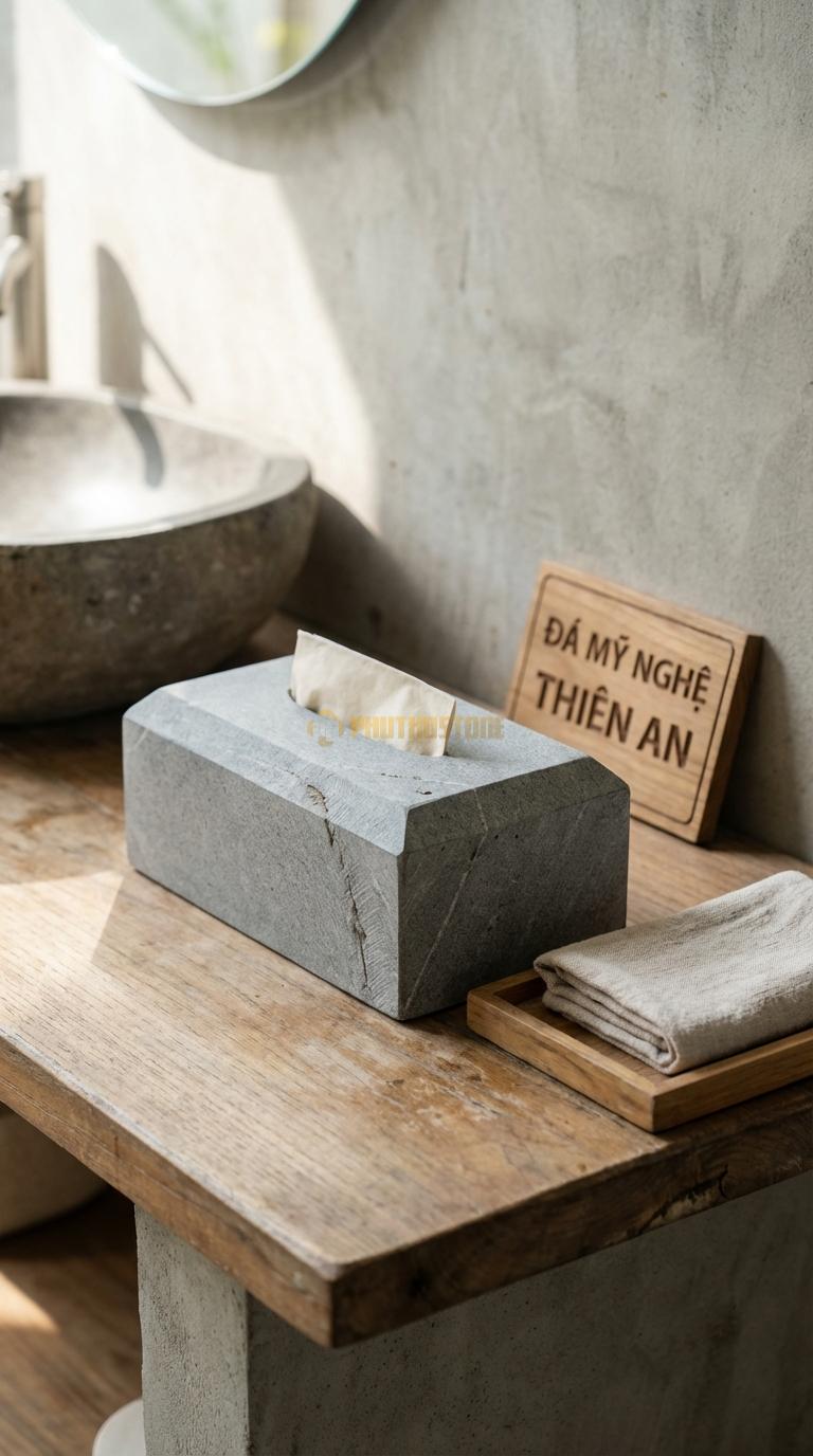 Hộp Giấy Đá Granite Vát Kim Cương Vát Chéo Các Cạnh Tạo Khối Hình Học (Geometric) 23cm x 12cm x 10cm