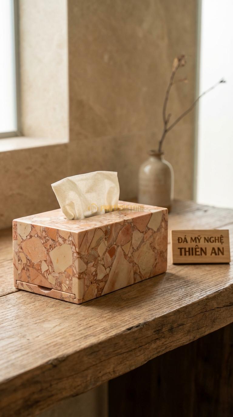 Hộp Giấy Đá Hồng Nắp Trượt Thiết Kế Rãnh Trượt Cho Nắp Đáy (Thay Giấy Dễ Dàng) 24cm x 13cm x 11cm