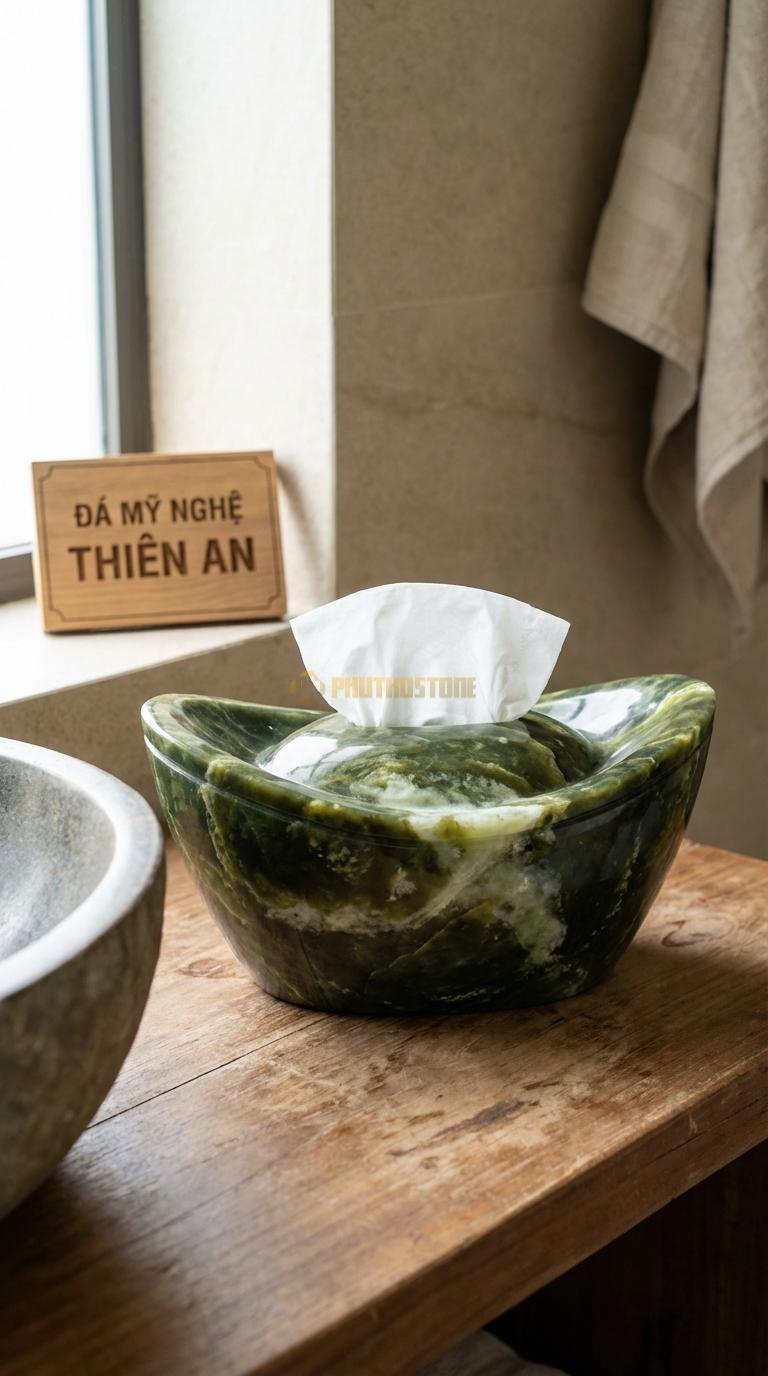 Hộp Giấy Đá Serpentine Dáng Thỏi Vàng Tạo Hình Giống Thỏi Vàng Kim Nguyên Bảo (Tài Lộc) 25cm x 14cm x 12cm