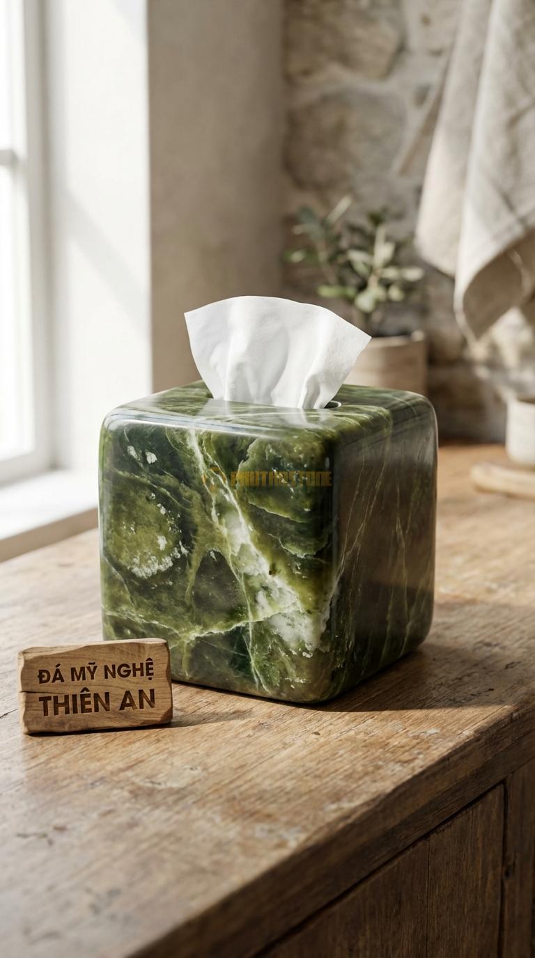 Hộp Giấy Đá Serpentine Vuông Bo Góc Dáng Vuông Nhưng Bo Tròn 4 Góc Mềm Mại 13cm x 13cm x 13cm