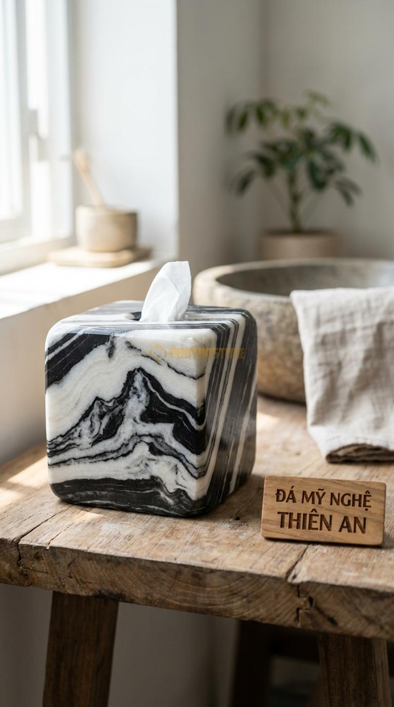 Hộp Giấy Đá Tuyết Sơn Vuông Bo Góc Dáng Vuông Nhưng Bo Tròn 4 Góc Mềm Mại 13cm x 13cm x 13cm