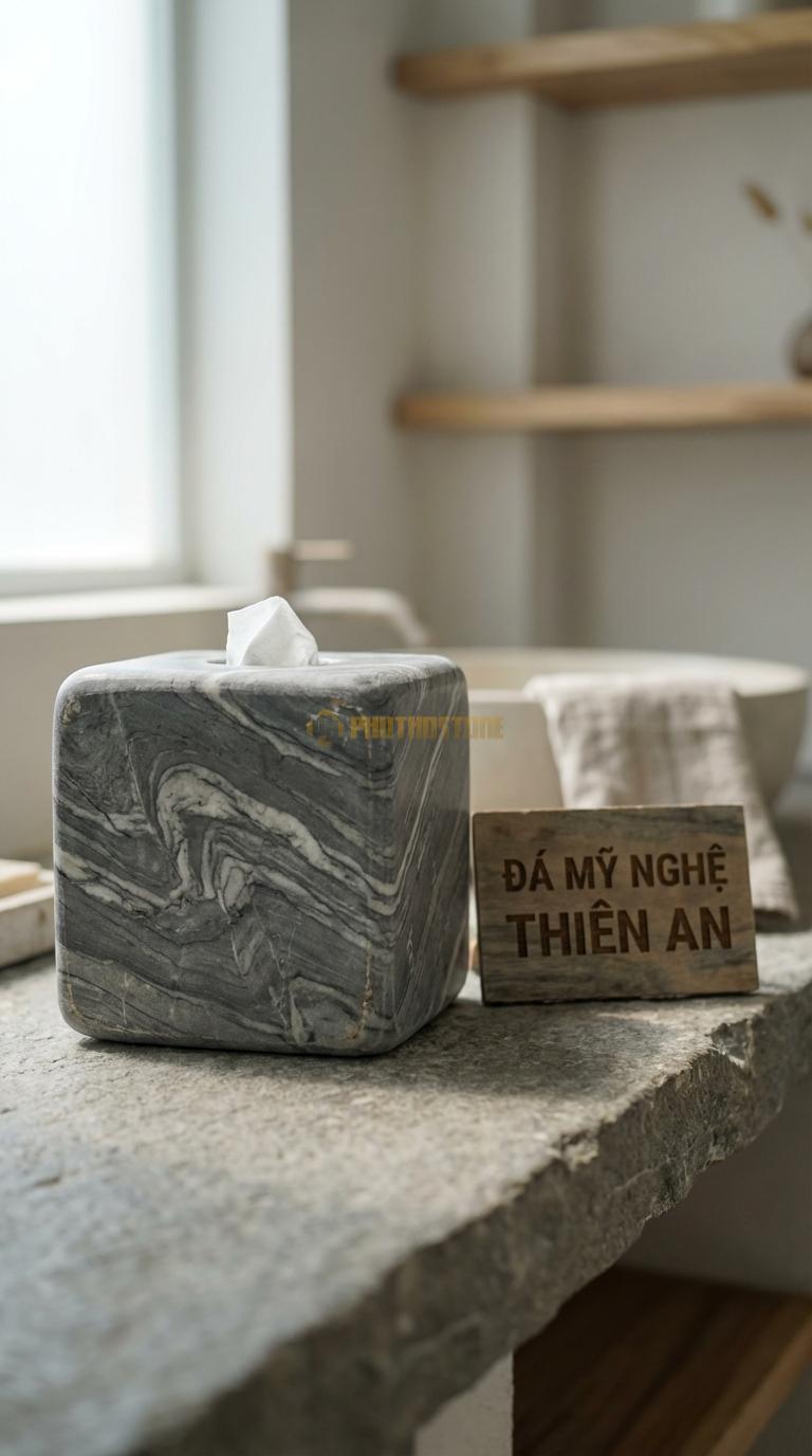 Hộp Giấy Đá Vân Mây Vuông Bo Góc Dáng Vuông Nhưng Bo Tròn 4 Góc Mềm Mại 13cm x 13cm x 13cm