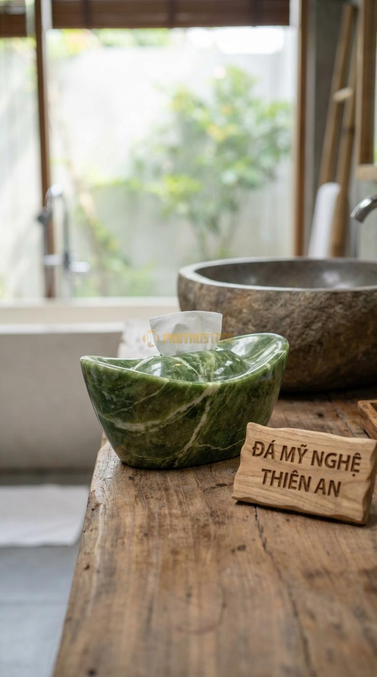 Hộp Giấy Đá Xanh Ấn Dáng Thỏi Vàng Tạo Hình Giống Thỏi Vàng Kim Nguyên Bảo (Tài Lộc) 25cm x 14cm x 12cm