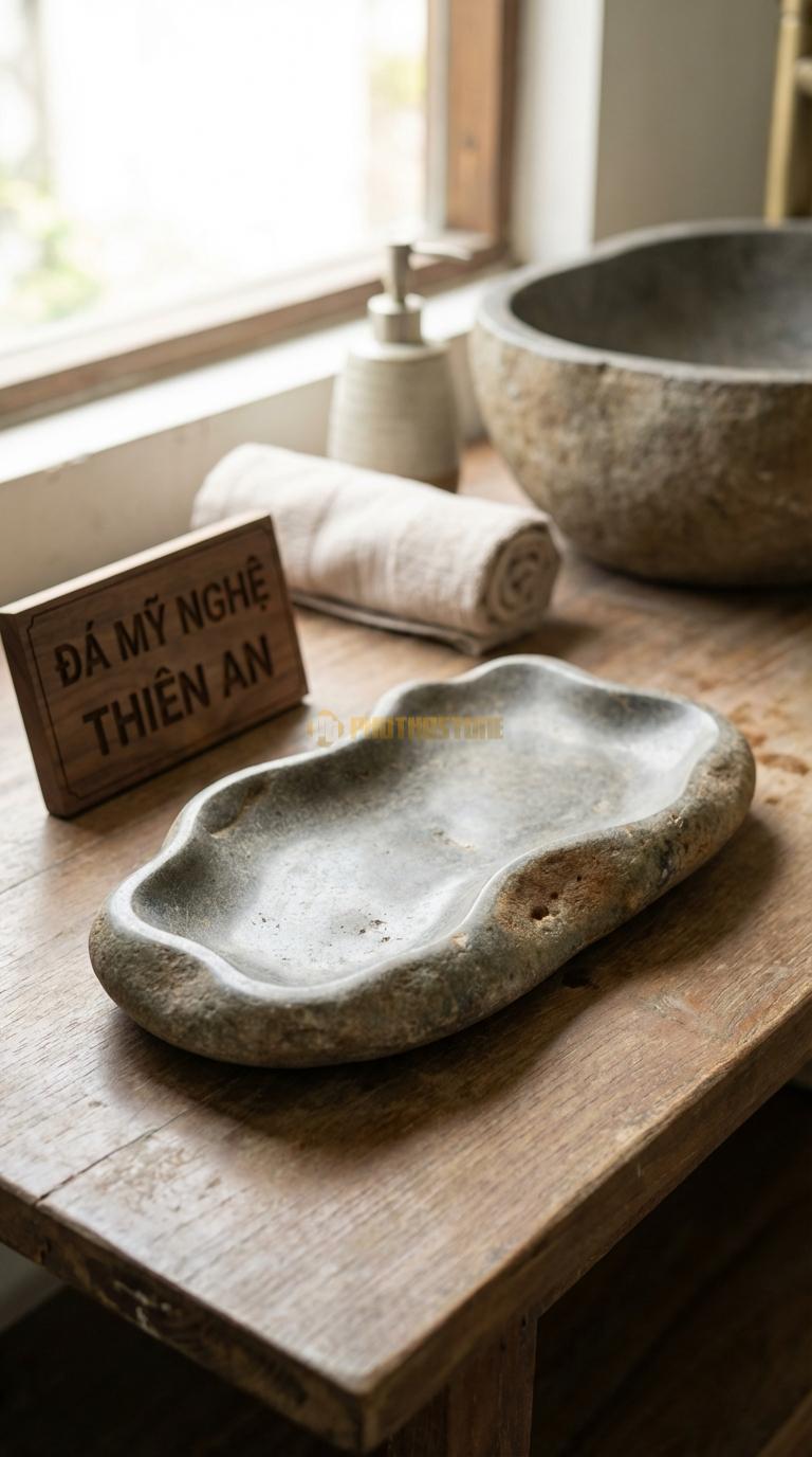 Khay Đá Cuội Lượn Sóng Viền Khay Tạo Hình Sóng Nước Nhấp Nhô 28cm x 14cm x 2cm