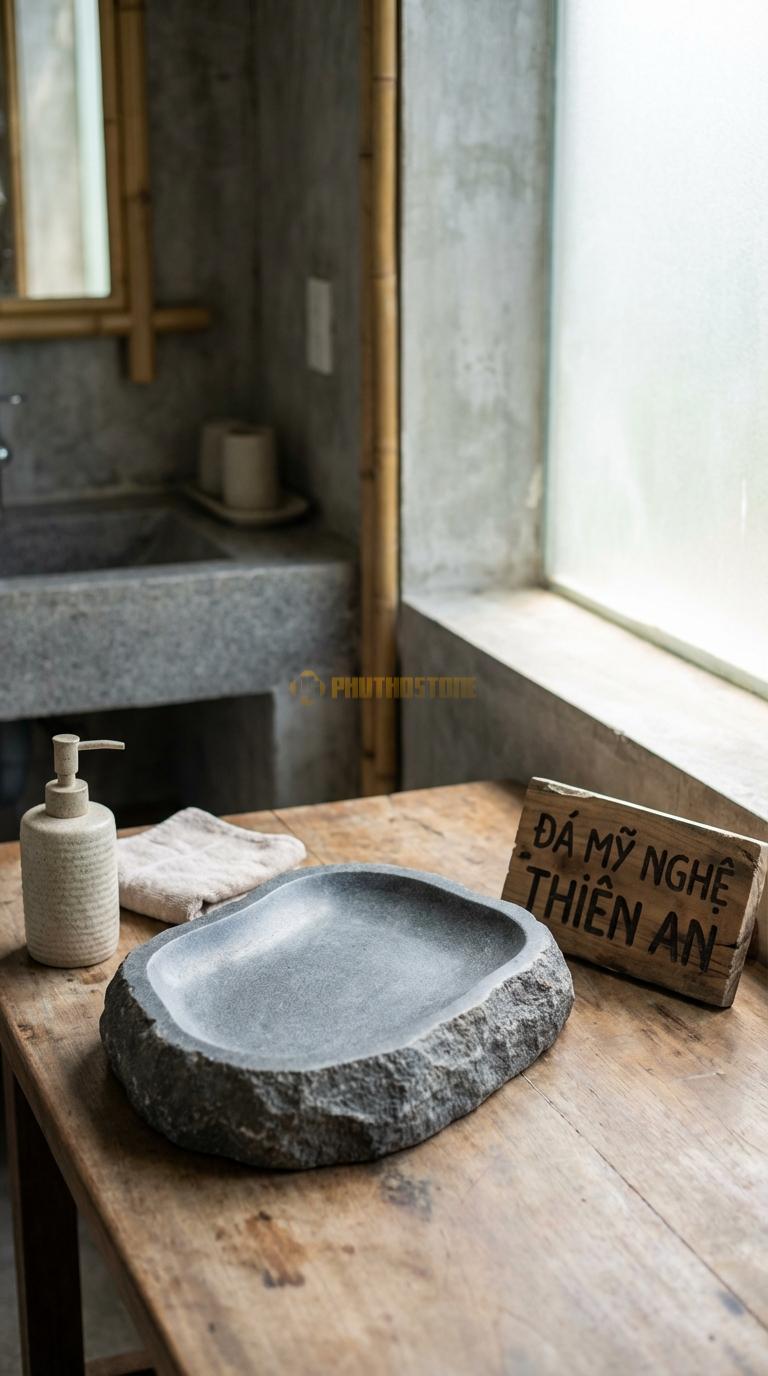 Khay Đá Granite Đá Cuội Tự Nhiên Hình Dáng Ngẫu Nhiên, Giữ Nét Thô Mộc Khoảng 30cm x 20cm