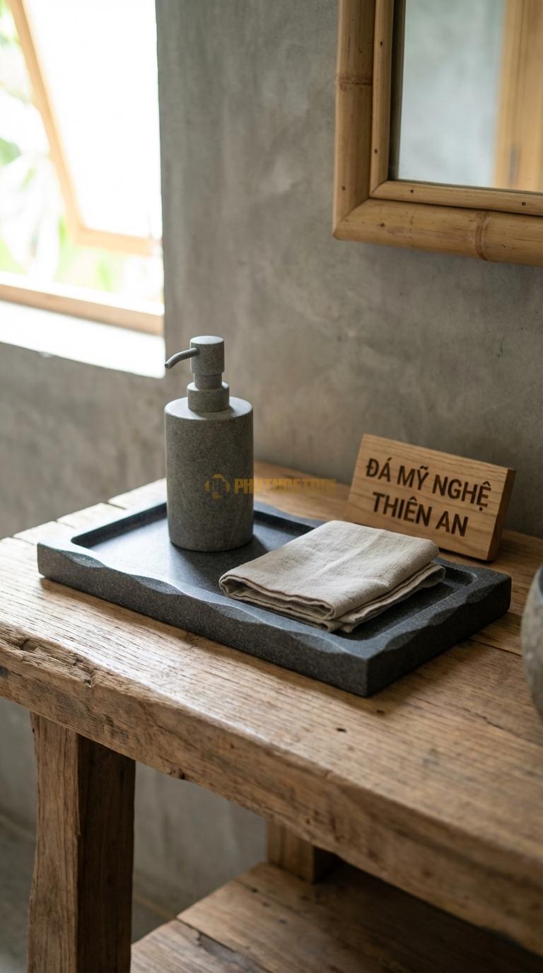 Khay Đá Granite Lượn Sóng Viền Khay Tạo Hình Sóng Nước Nhấp Nhô 28cm x 14cm x 2cm
