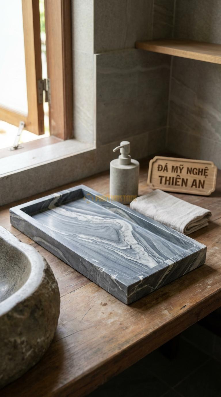 Khay Đá Vân Mây Chữ Nhật Tối Giản Cạnh Vuông Vức, Lòng Khay Phẳng Mịn 30cm x 15cm x 2cm