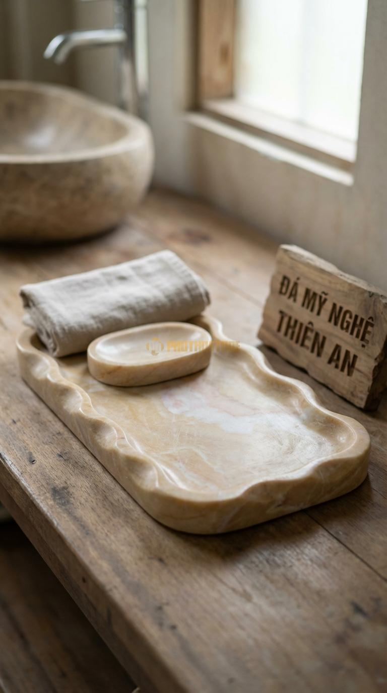 Khay Đá Vàng Nghệ An Lượn Sóng Viền Khay Tạo Hình Sóng Nước Nhấp Nhô 28cm x 14cm x 2cm