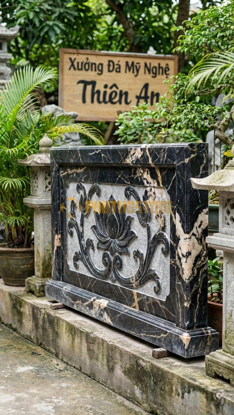 Lan Can Đá Da Báo Hồ Cá Koi (Thấp): Họa Tiết Cá Chép Hoặc Hoa Sen Cách Điệu, Kích Thước: 100Cm X 60Cm X 8Cm