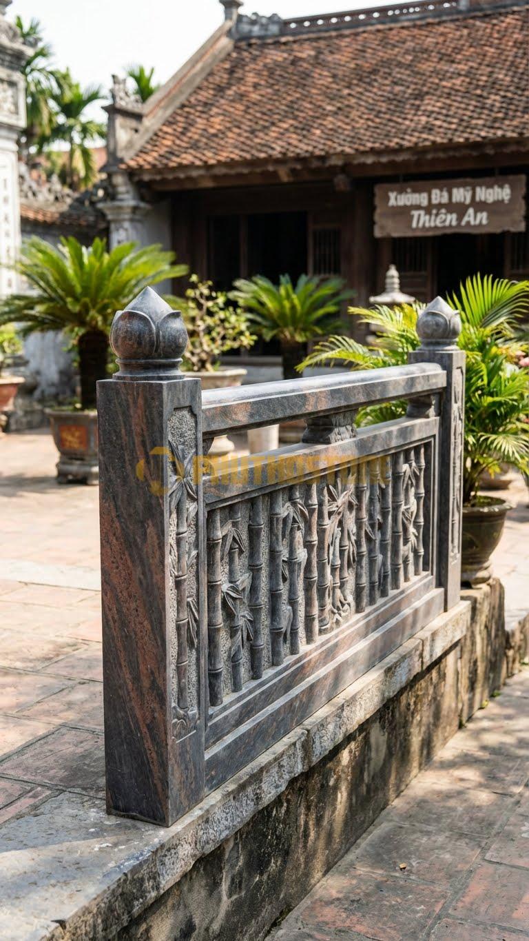 Lan Can Đá Da Báo Trúc Lâm: Hàng Trúc Dài Nối Tiếp Nhau, Kích Thước: 150Cm X 90Cm X 10Cm