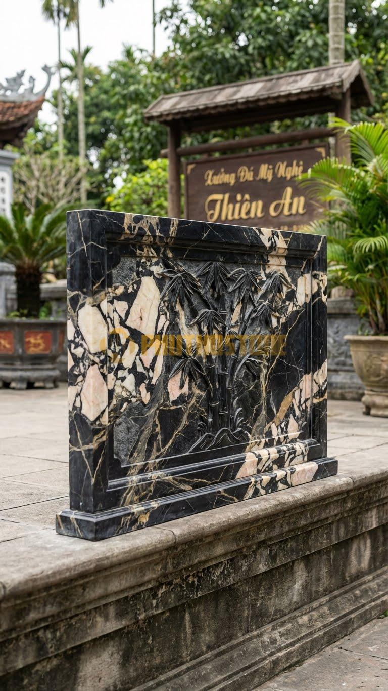 Lan Can Đá Da Báo Tứ Quý – Trúc: Cây Trúc (Biểu Tượng Chính Trực), Kích Thước: 117Cm X 81Cm X 10Cm