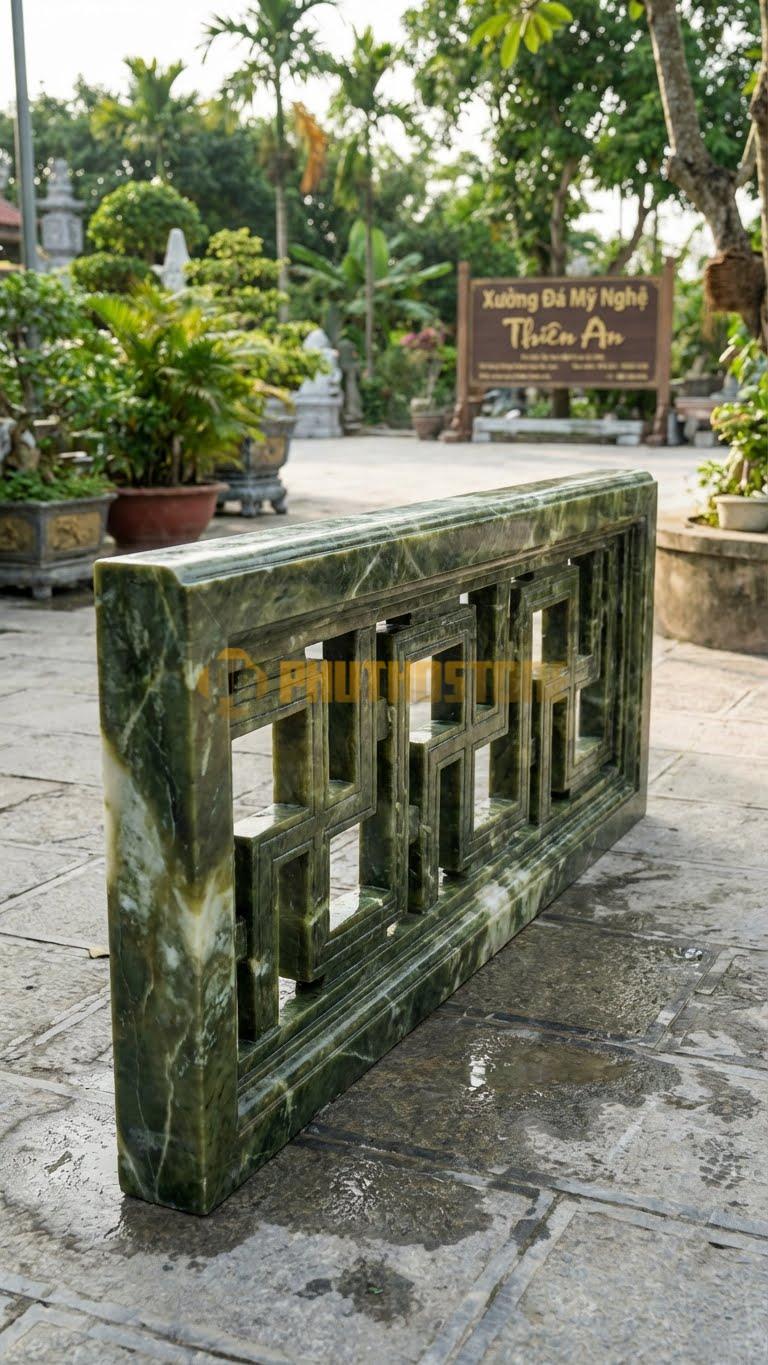 Lan Can Đá Serpentine Công Viên Chữ Vạn: Họa Tiết Chữ Vạn Nối Tiếp (Biểu Tượng Cát Tường), Kích Thước: 120Cm X 85Cm X 10Cm