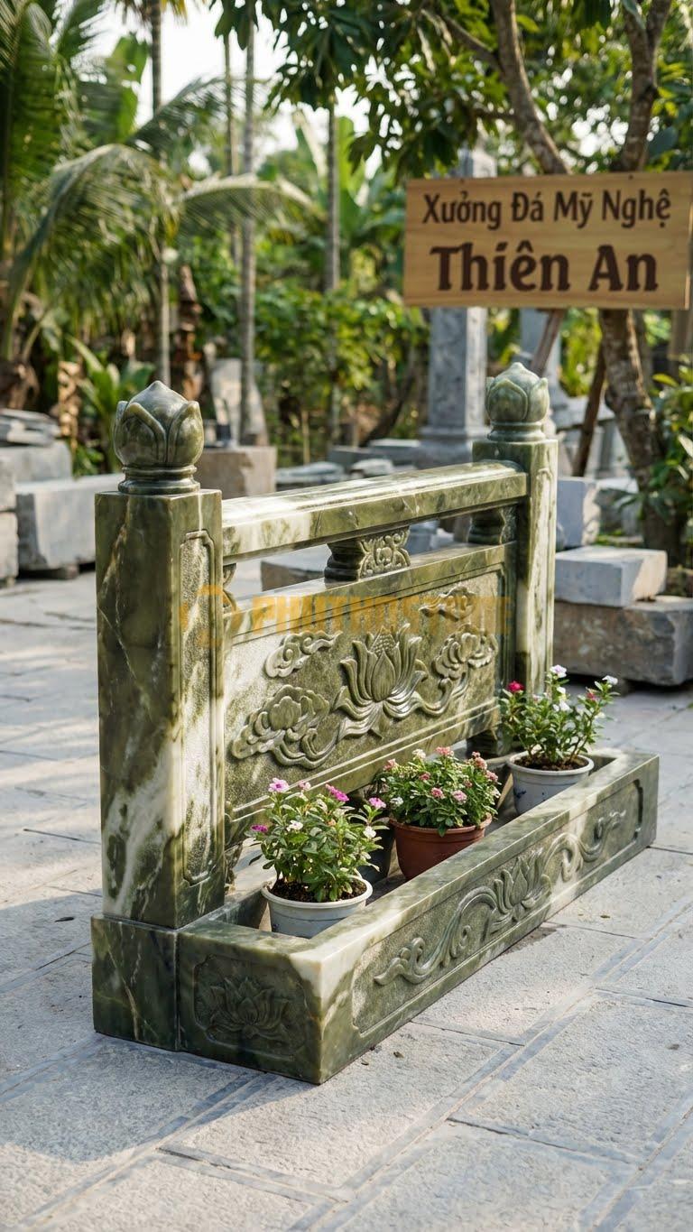 Lan Can Đá Serpentine Đá Kết Hợp Bồn Hoa: Phần Chân Đế Thiết Kế Hộc Để Trồng Hoa Nhỏ, Kích Thước: 150Cm X 95Cm X 25Cm