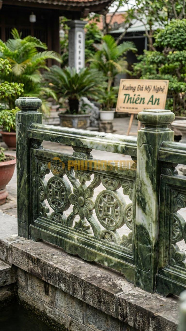 Lan Can Đá Serpentine Thông Phong: Đục Lỗ Hình Đồng Tiền Cổ Hoặc Hình Cánh Hoa, Kích Thước: 107Cm X 81Cm X 8Cm