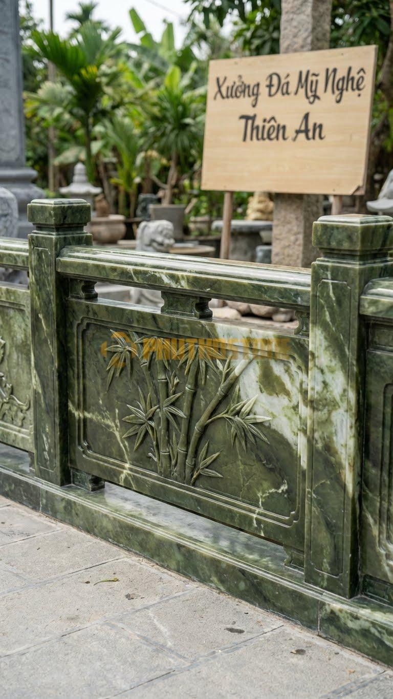 Lan Can Đá Serpentine Tứ Quý – Trúc: Cây Trúc (Biểu Tượng Chính Trực), Kích Thước: 117Cm X 81Cm X 10Cm