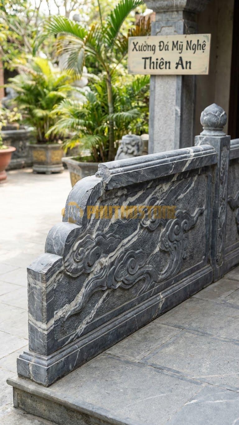 Lan Can Đá Vân Mây Mây Trời: Họa Tiết Tản Vân (Mây Trôi), Kích Thước: 120Cm X 81Cm X 10Cm