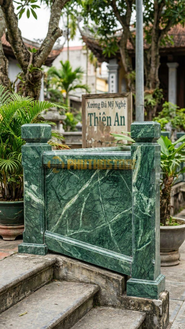 Lan Can Đá Xanh Ấn Đá Trơn Vát Cạnh: Không Hoa Văn, Tập Trung Vào Độ Bóng Đá, Kích Thước: 120Cm X 80Cm X 10Cm