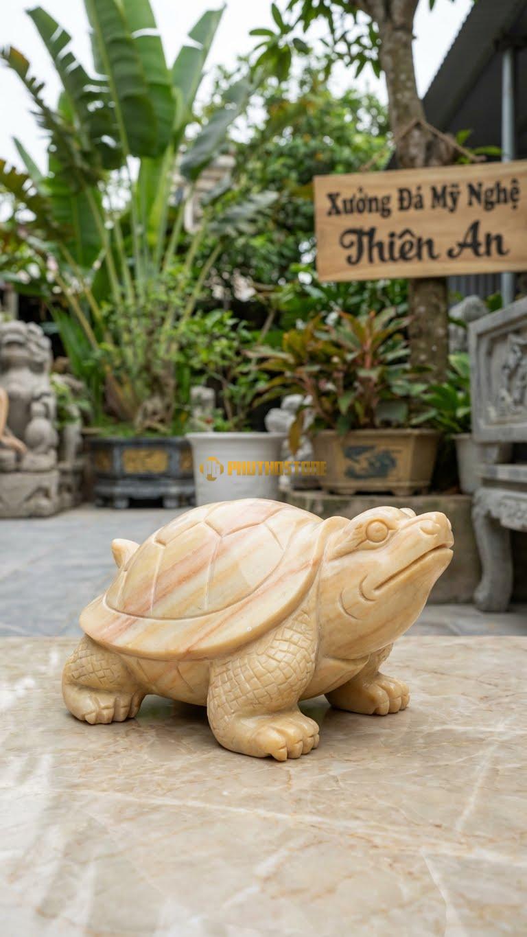 Long Quy Ba Chân Bằng Đá Vàng Nghệ An, Kiểu Dáng Biến Thể (Giống Cóc Thiềm Thừ). Kích Thước Dài 25cm.