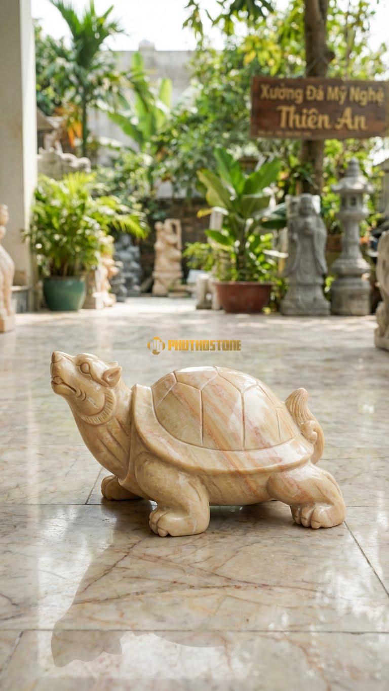 Long Quy Đạp Tiền Bằng Đá Vàng Nghệ An, Kiểu Dáng Chân Đạp Lên Đống Tiền Cổ. Kích Thước Dài 30cm.