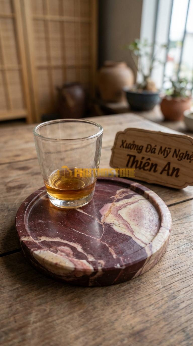 Đế Lót Ly Rượu Đá Có Gờ