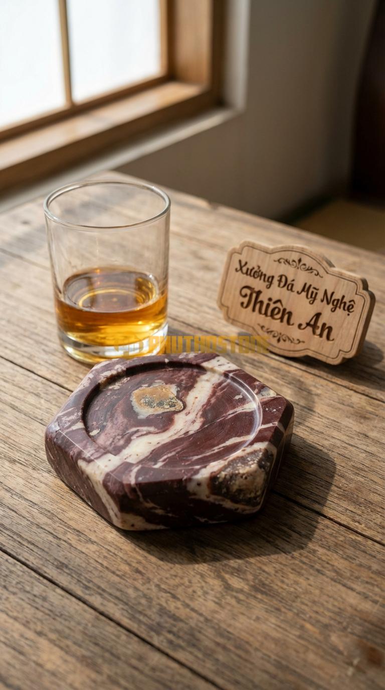 Đế Lót Ly Rượu Đá Lục Giác