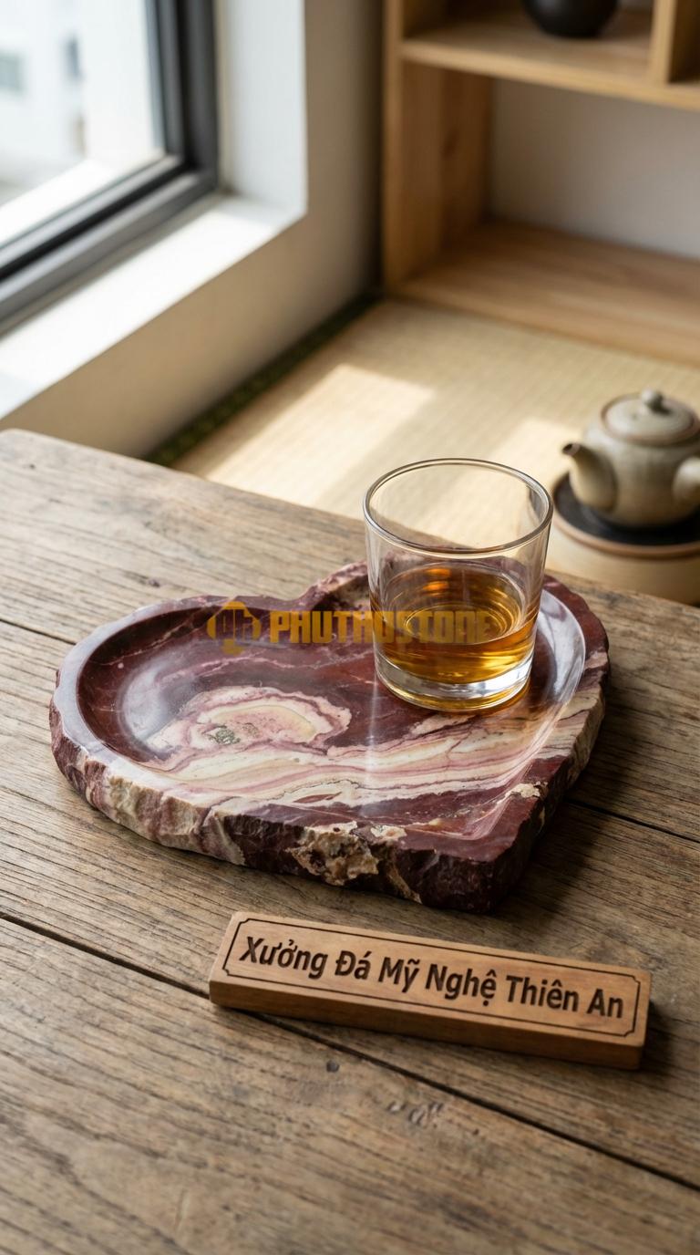 Đế Lót Ly Rượu Đá Trái Tim
