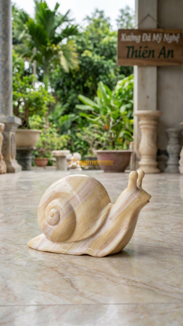Ốc Sên Hoạt Hình (Turbo) Bằng Đá Vàng Nghệ An, Kiểu Dáng Kích Thước Dài 15cm.