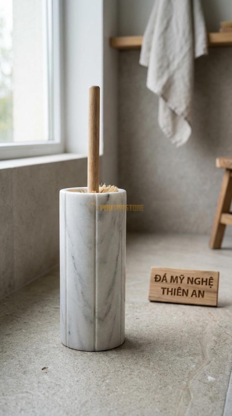Ống Đá Trắng Xanh Cọ Soi Chỉ Dọc 8 Đường Chỉ Dọc Chia Thân Ống Thành 8 Mặt Đường Kính 12cm x H36cm
