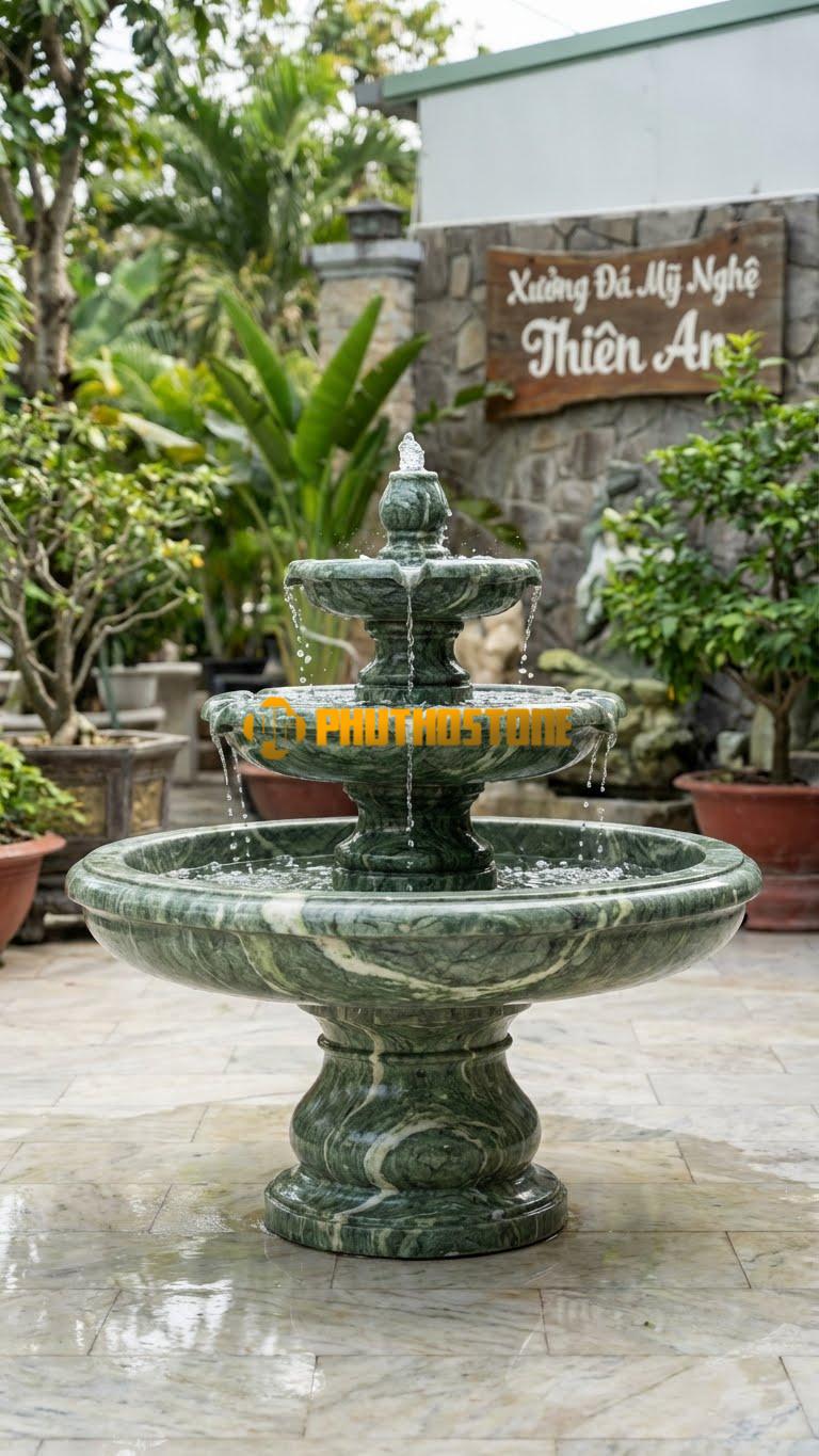 Rồng Phun Nước Đại Sảnh D2m x C1.6M. Chất Liệu Đá Xanh Ấn