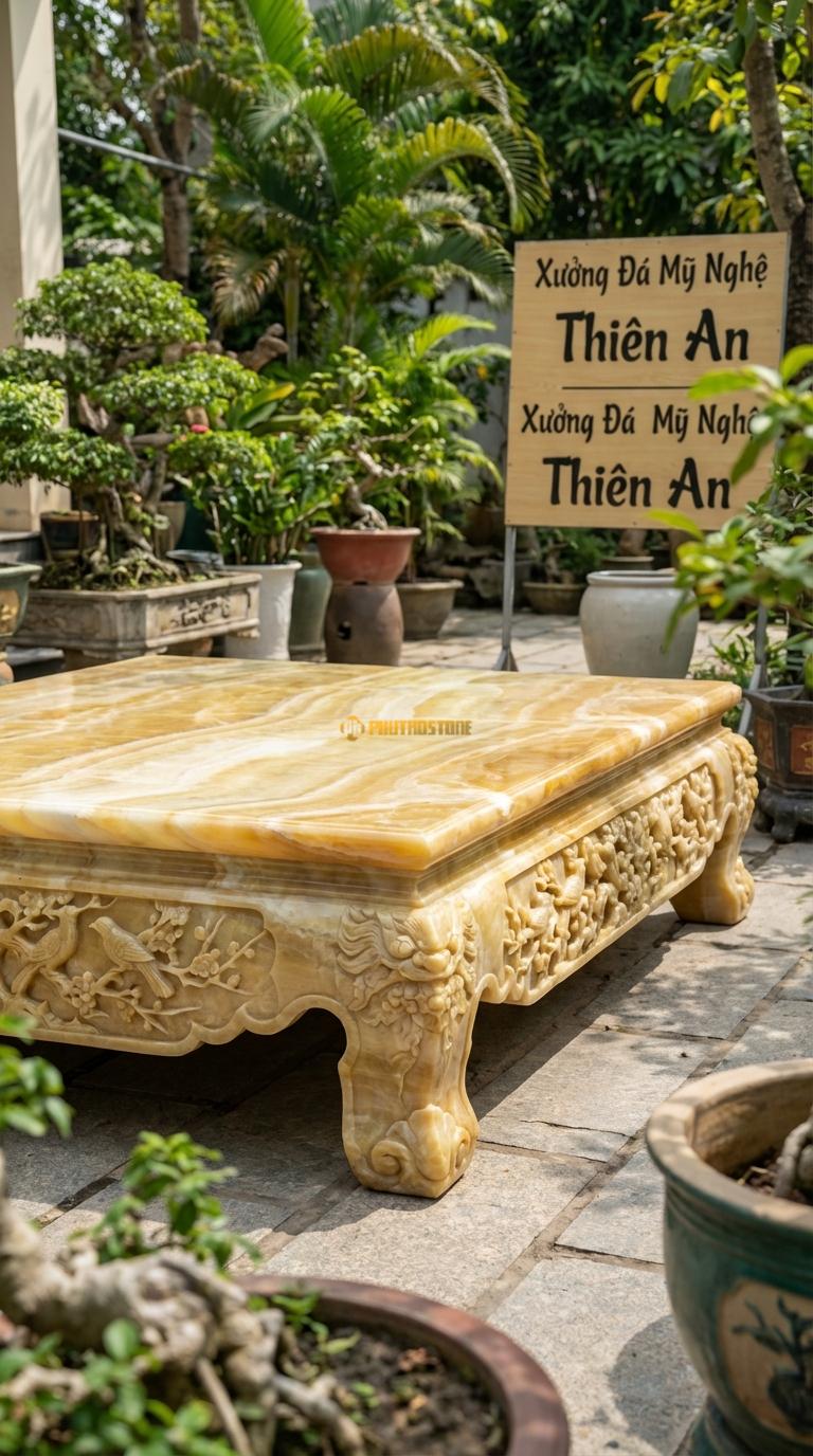 Sập Thập Điểu Quần Mai Ngọc hoàng long Chạm 10 chú chim vui đùa trên cây mai già, Kích thước 2m2 x 2m6 x 70cm