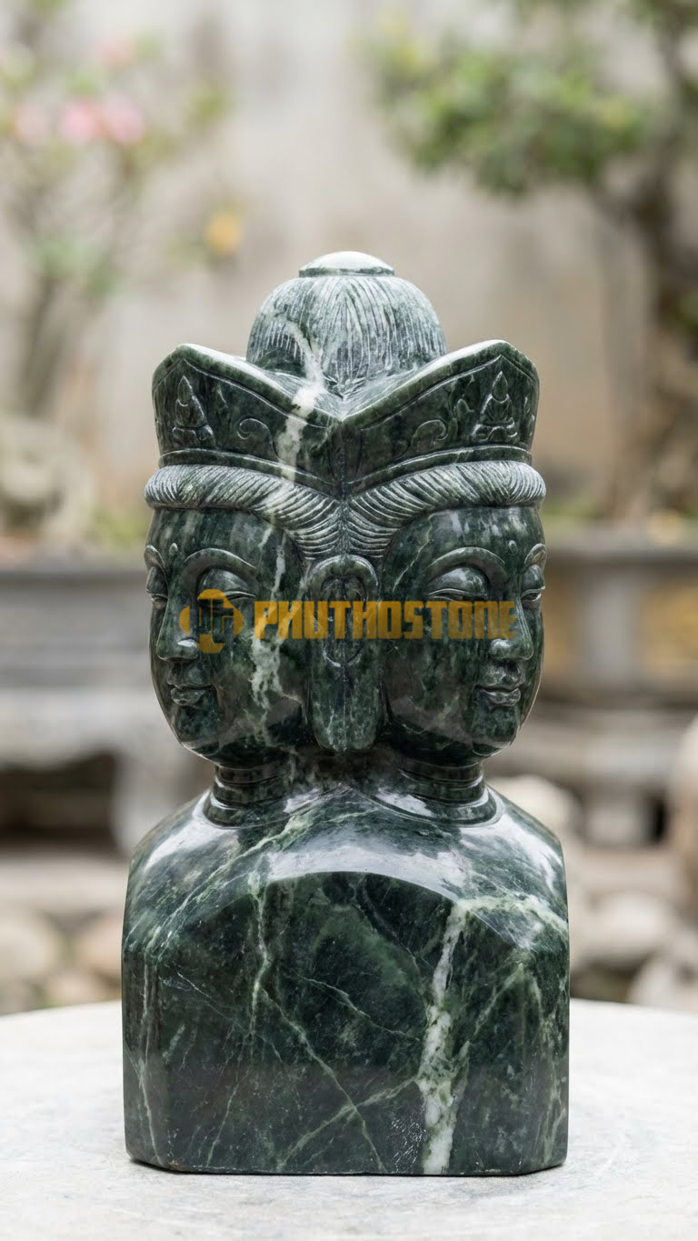 Tượng Phật Bốn Mặt Đá Xanh Ấn Độ, 4 mặt biểu cảm Từ – Bi – Hỷ – Xả