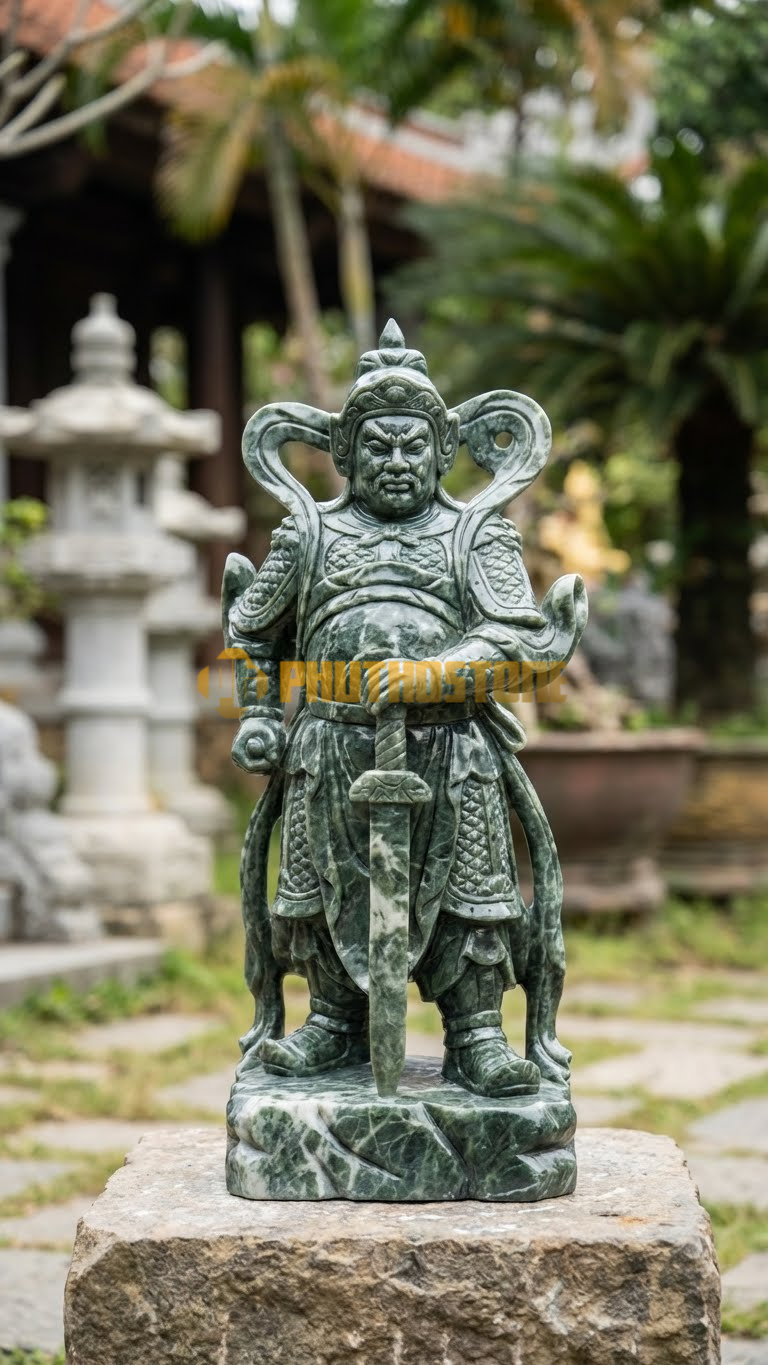 Tượng Tăng Trưởng Thiên Vương Đá Xanh Ấn Độ, phong cách võ tướng Trung Hoa