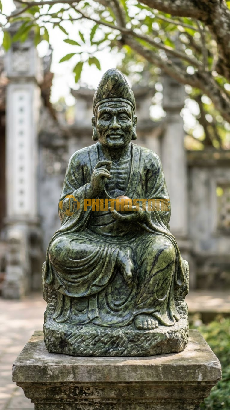 Tượng Tế Công Đá Serpentine, chữa bệnh cứu người, cầm viên thuốc đất,