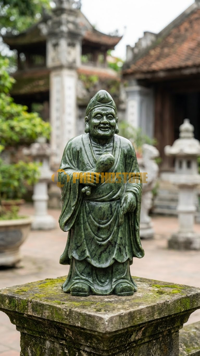 Tượng Tế Công Đá Serpentine, tay cầm đùi gà, biểu tượng phá chấp,