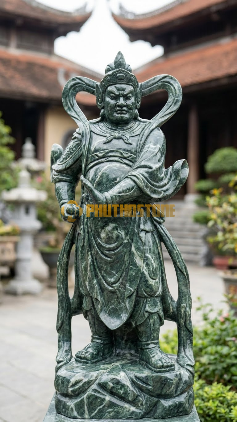 Tượng Vi Đà Hộ Pháp Đá Xanh Ấn Độ, đứng thẳng oai phong