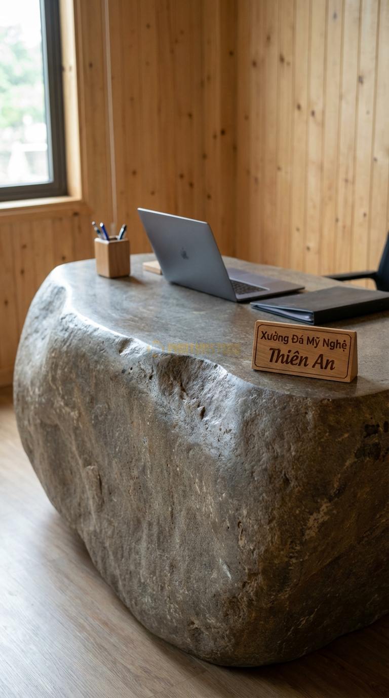 Bàn Làm Việc & Bàn Giám Đốc Bằng Đá Đá Cuội Bàn Ký: Mặt đá oval nhỏ gọn cho phòng tiếp khách 120cm x 60cm x 75cm